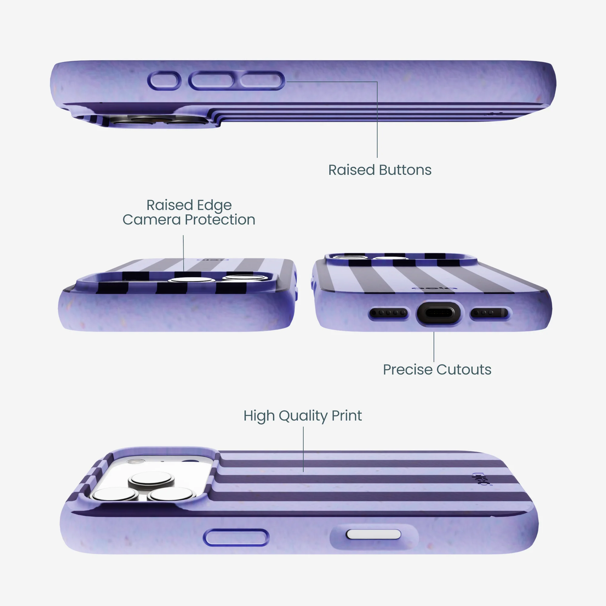 Lavender Big Plum Stripes iPhone 17 Pro Case - Image 3