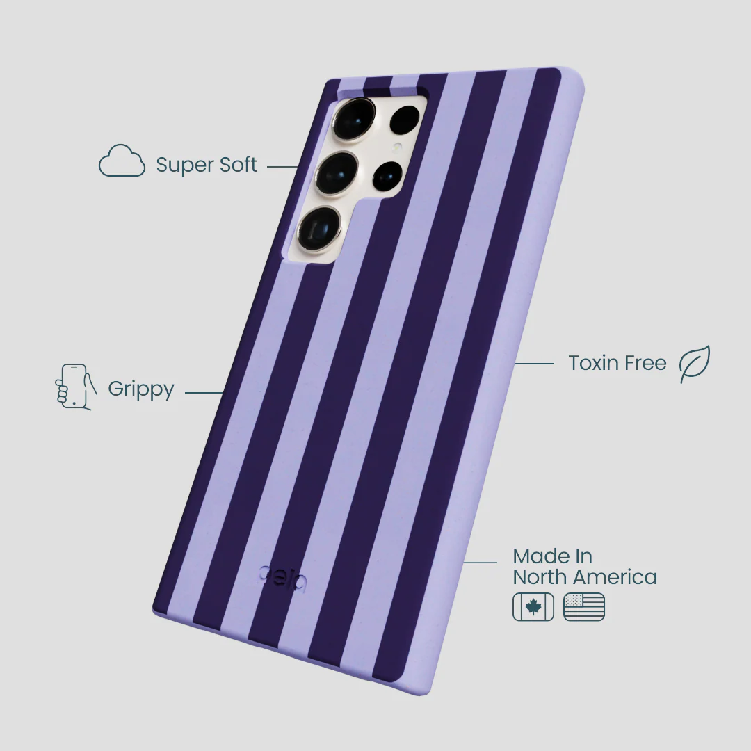 Lavender Big Plum Stripes Samsung Galaxy S24 Ultra Case - Image 4