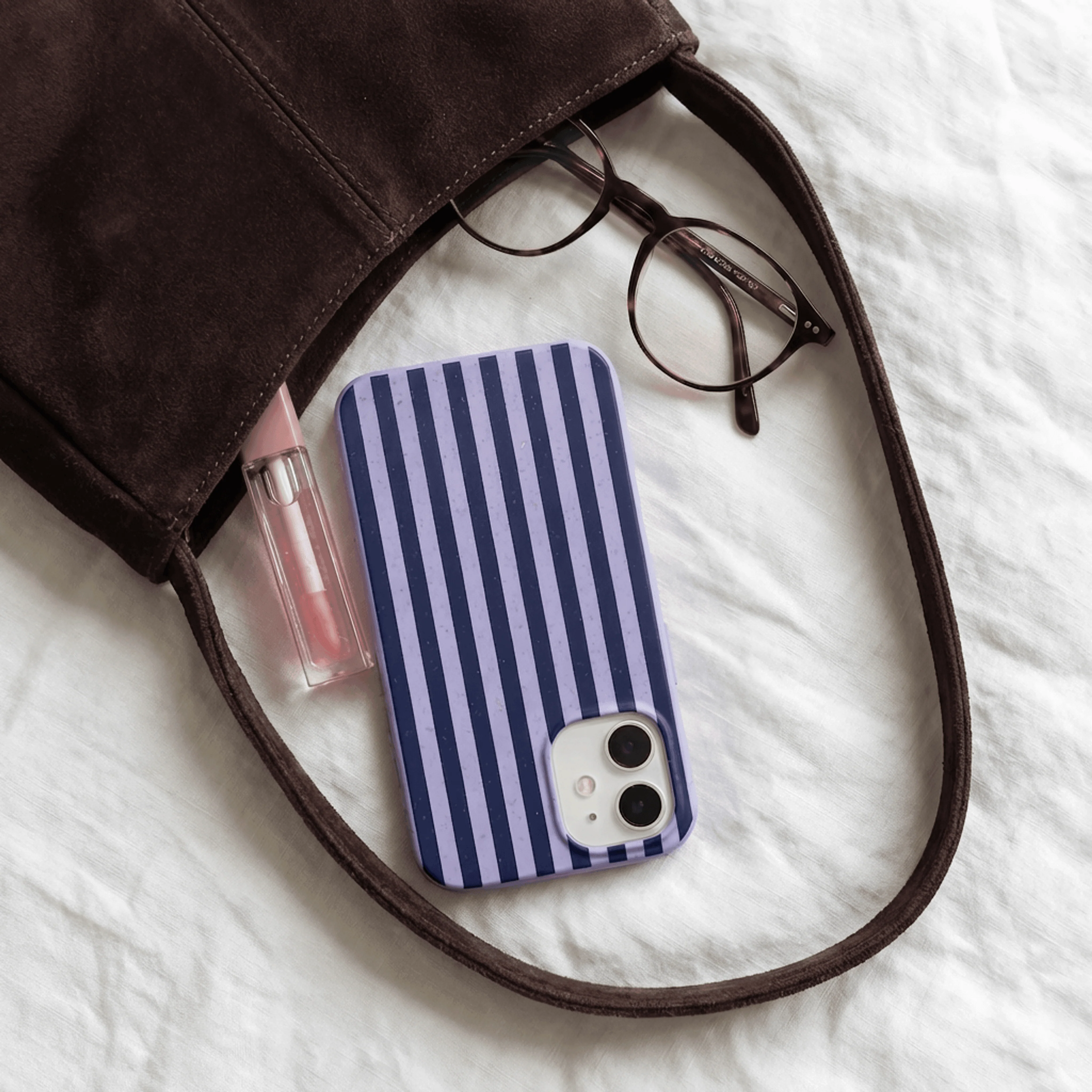 Lavender Indigo Stripes iPhone 13 Mini Case - Image 2