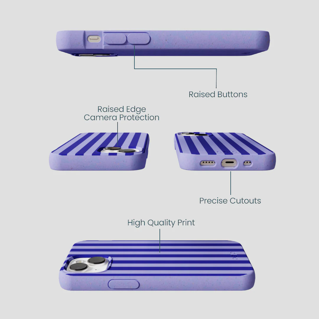 Lavender Indigo Stripes iPhone 13 Mini Case - Image 3