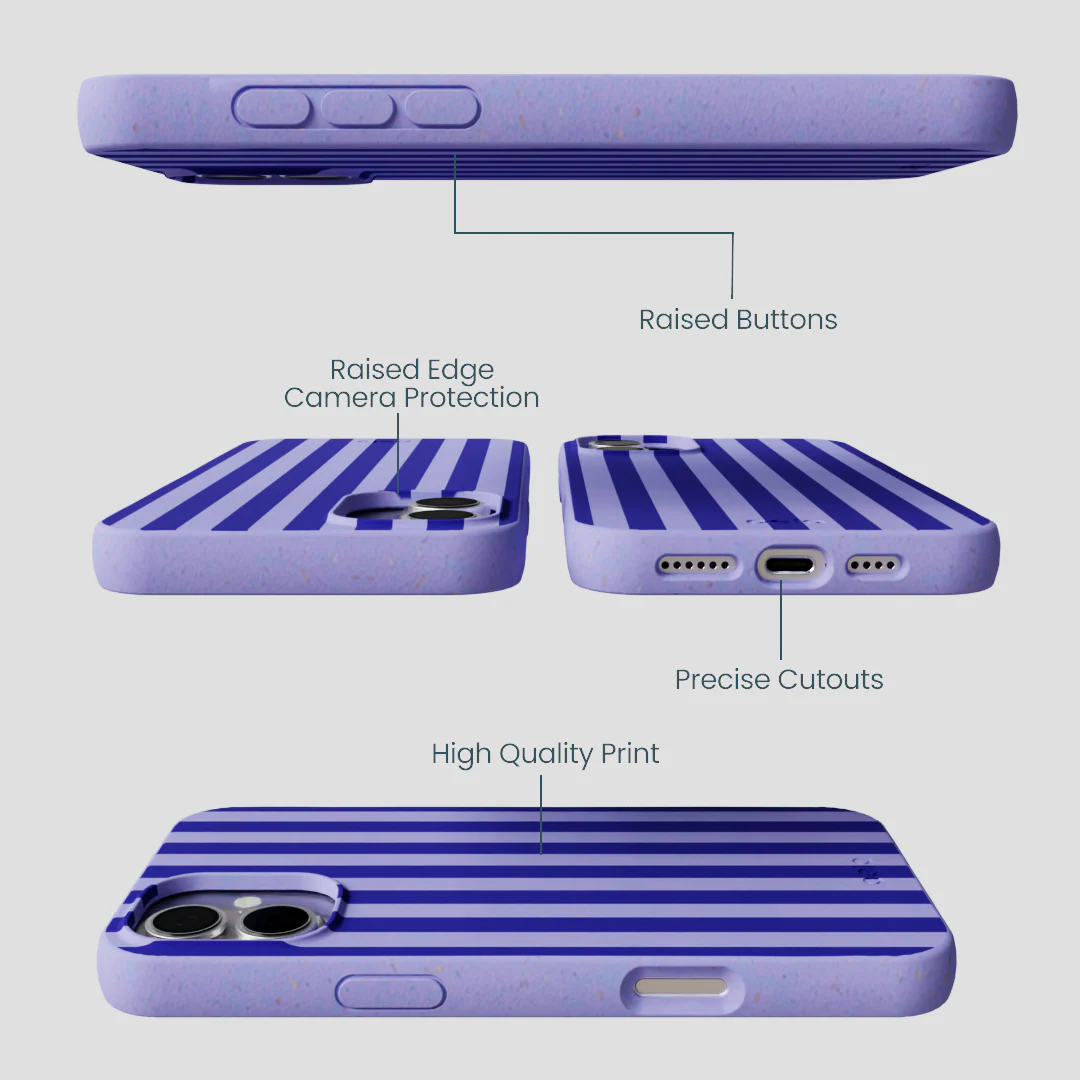 Lavender Indigo Stripes iPhone 16 Plus Case - Image 3