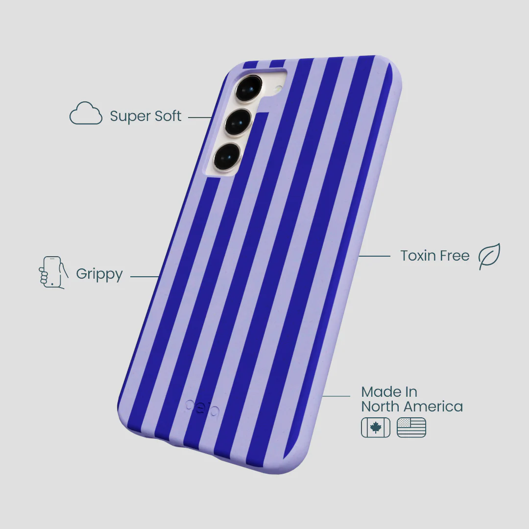 Lavender Indigo Stripes Samsung Galaxy S24+(Plus) Case - Image 3