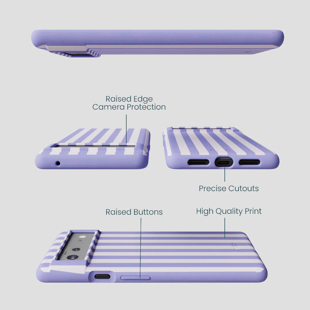 Lavender Lilac Stripes Google Pixel 6a Case - Image 3