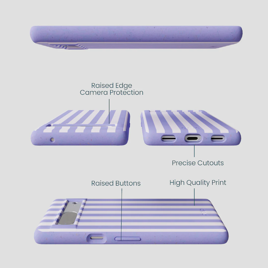 Lavender Lilac Stripes Google Pixel 7a Case - Image 3