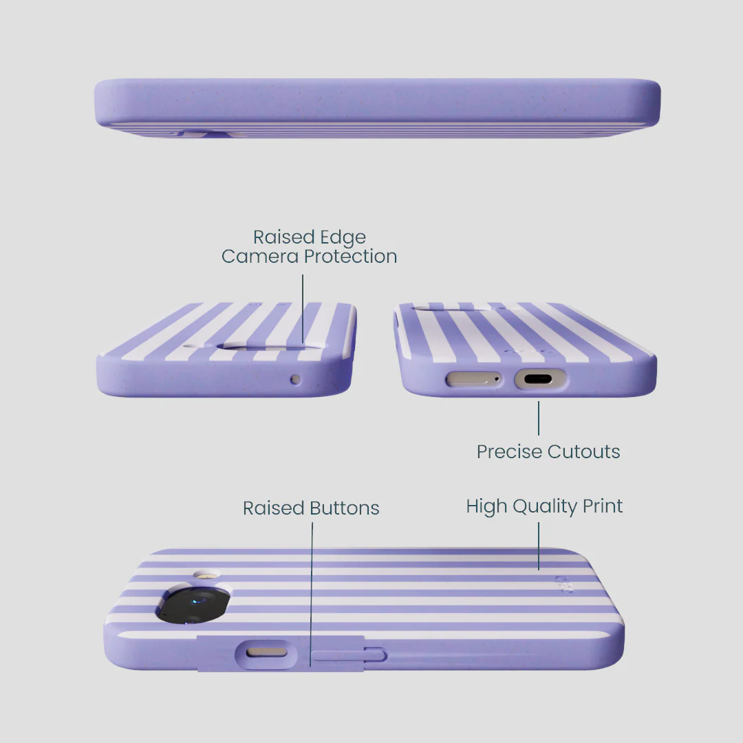 Lavender Lilac Stripes Google Pixel 9a Case - Image 3