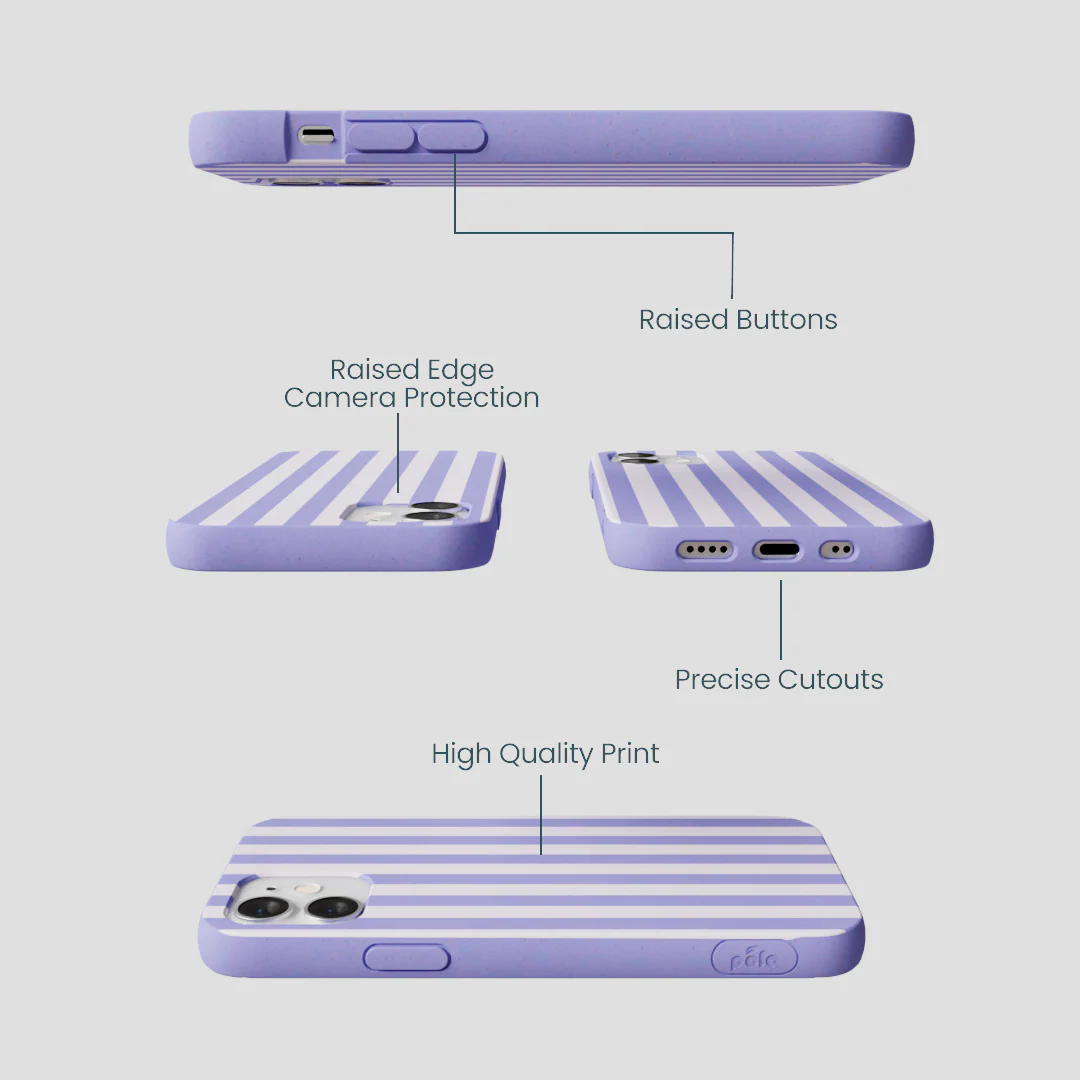Lavender Lilac Stripes iPhone 12 Mini Case - Image 3