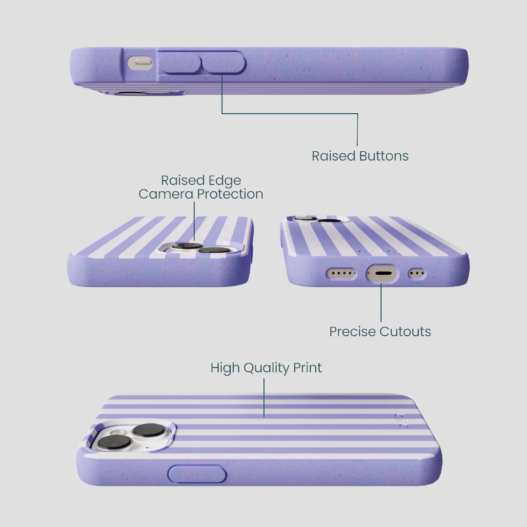Lavender Lilac Stripes iPhone 13 Case - Image 3
