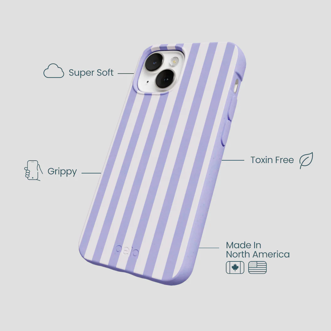 Lavender Lilac Stripes iPhone 13 Case - Image 4