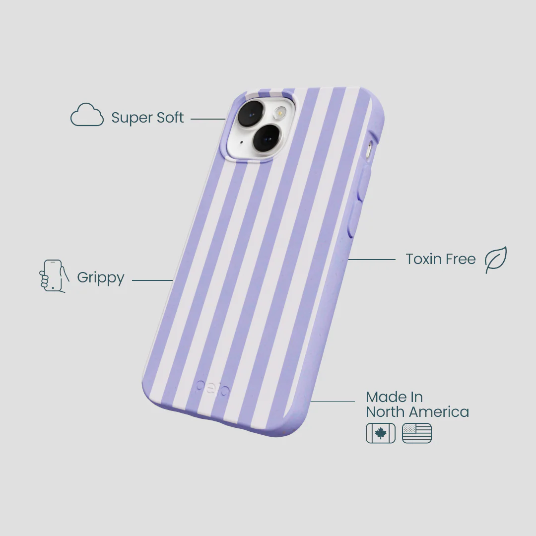 Lavender Lilac Stripes iPhone 13 Mini Case - Image 4