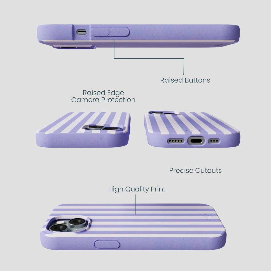 Lavender Lilac Stripes iPhone 14 Case - Image 3