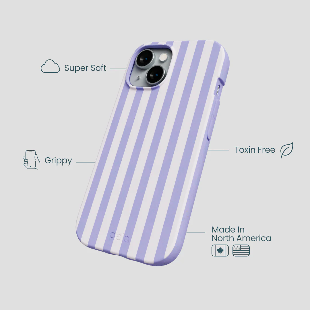 Lavender Lilac Stripes iPhone 14 Case - Image 4