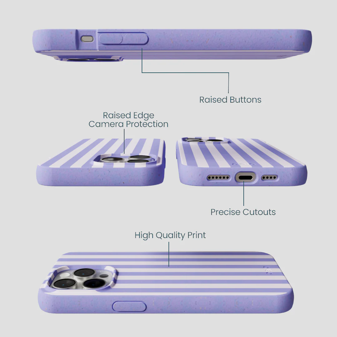 Lavender Lilac Stripes iPhone 14 Pro Max Case - Image 3