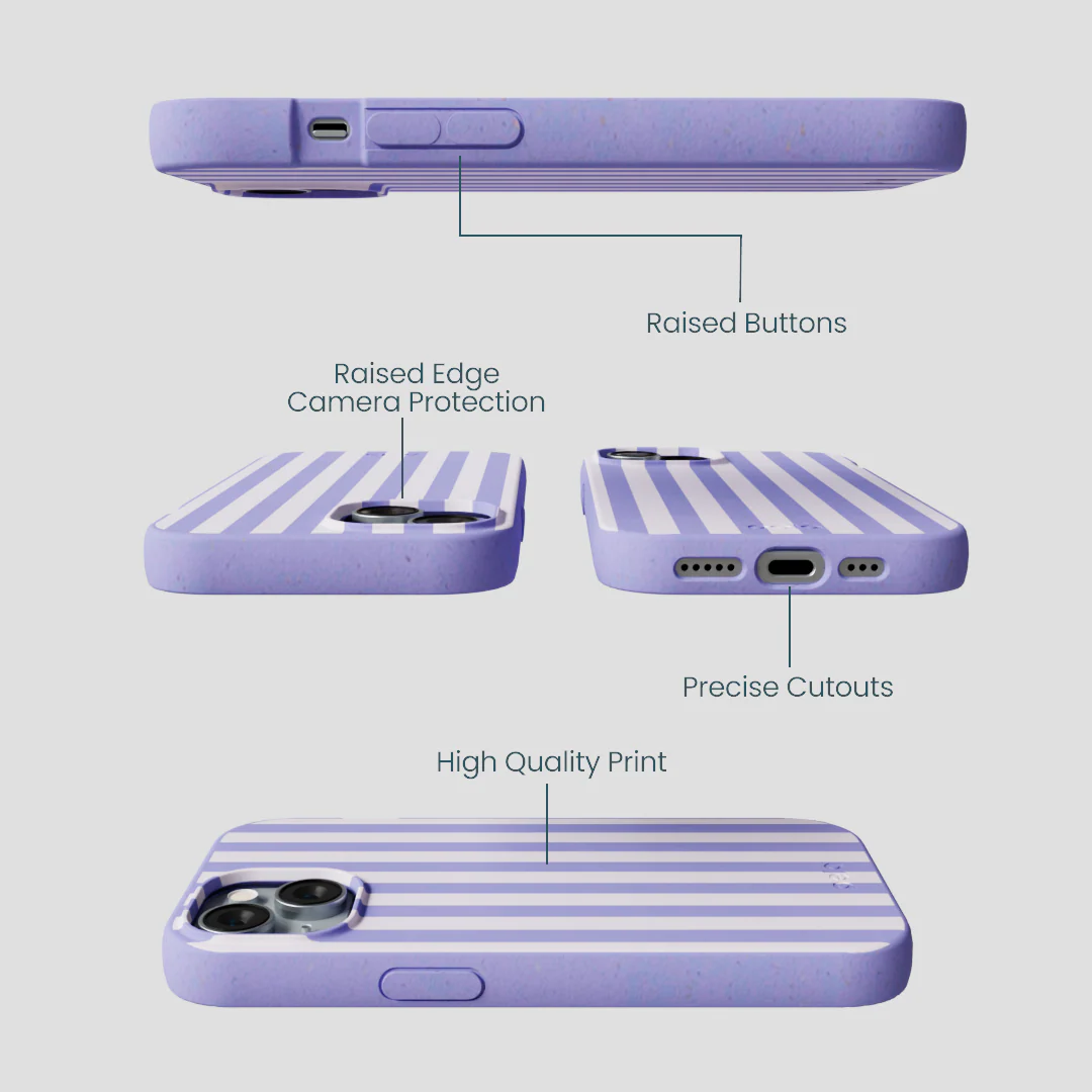 Lavender Lilac Stripes iPhone 15 Case - Image 3