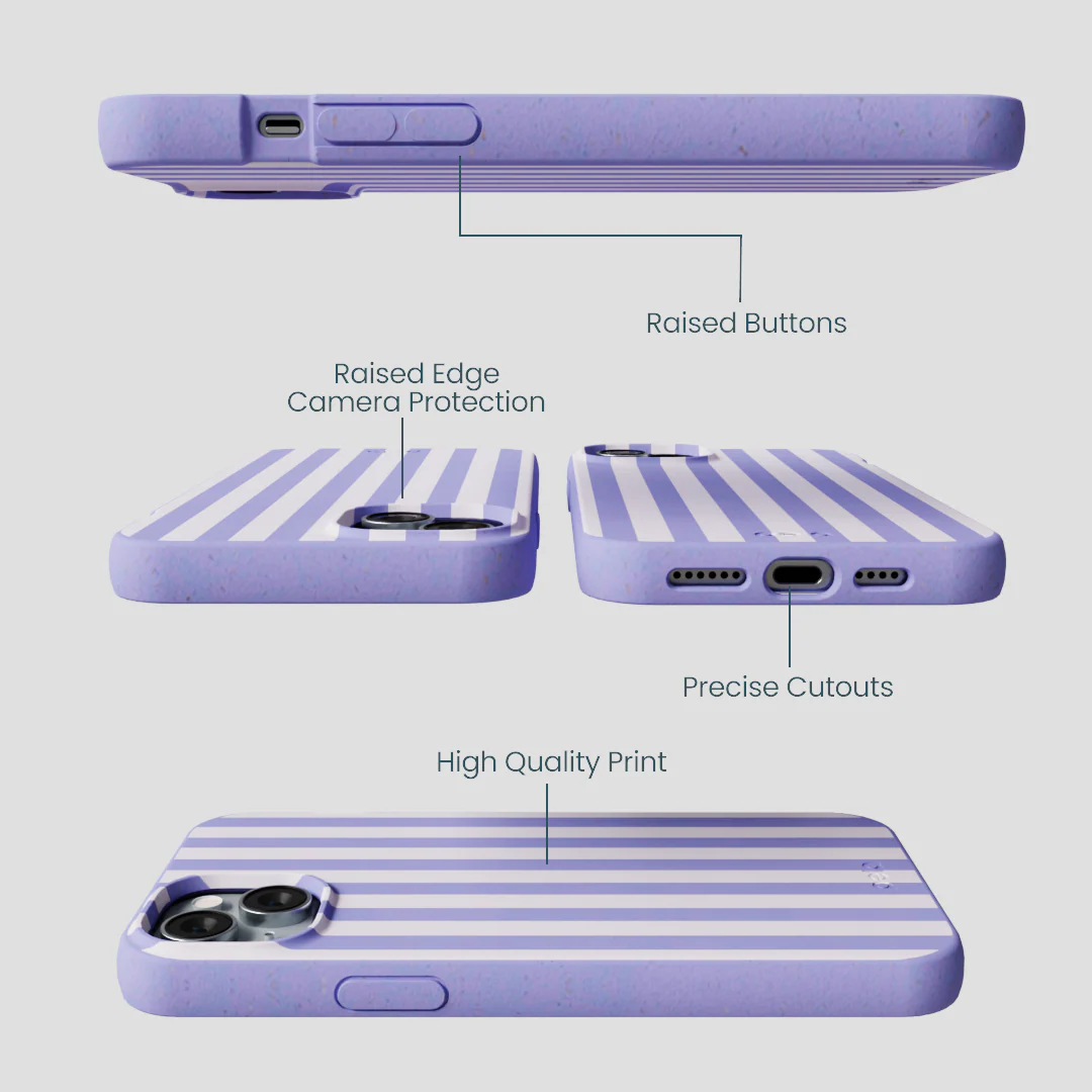 Lavender Lilac Stripes iPhone 15 Plus Case - Image 3