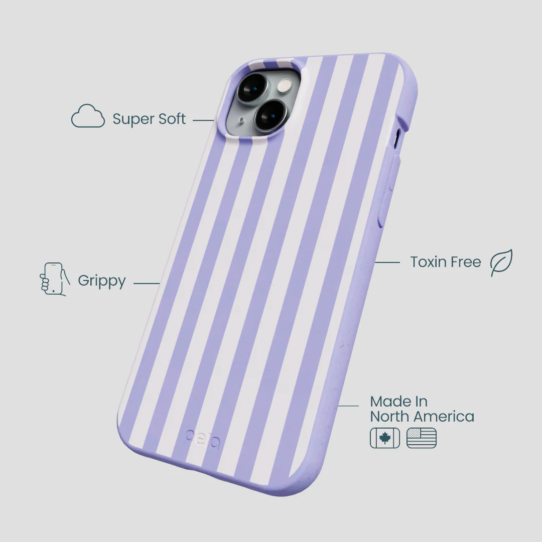 Lavender Lilac Stripes iPhone 15 Plus Case - Image 4