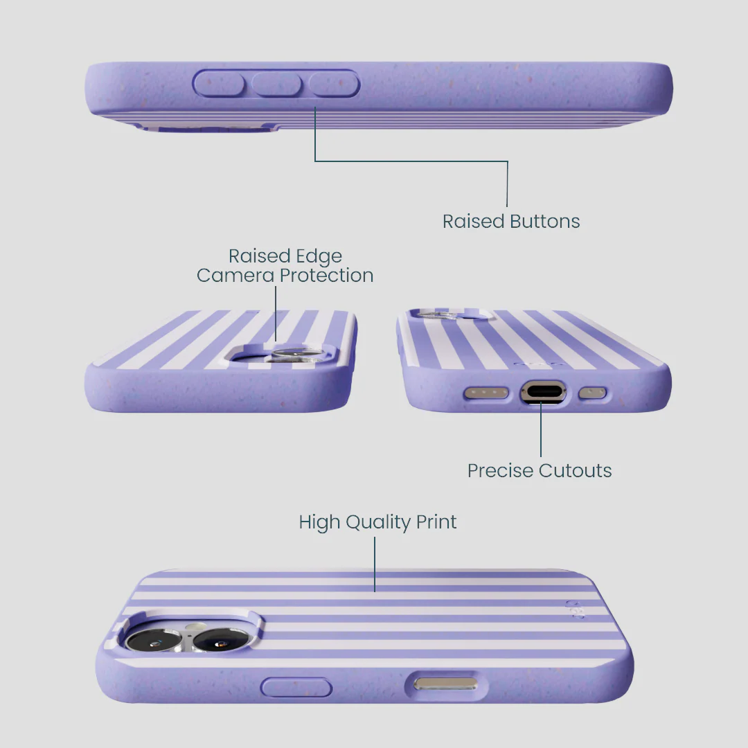 Lavender Lilac Stripes iPhone 16 Case - Image 3