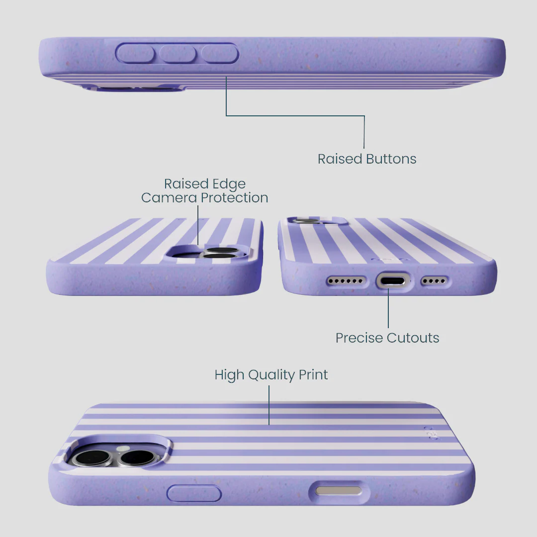 Lavender Lilac Stripes iPhone 16 Plus Case - Image 3