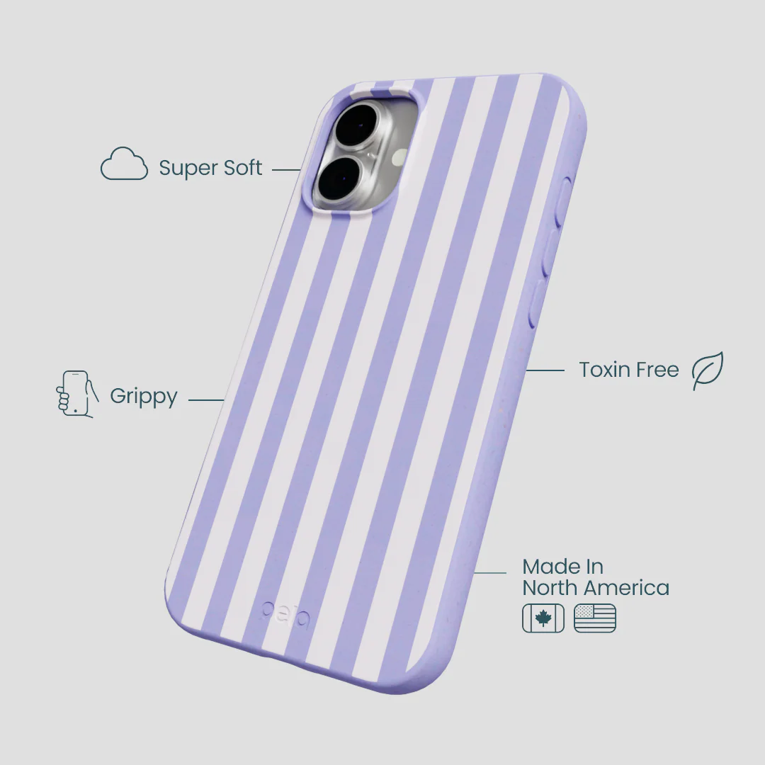 Lavender Lilac Stripes iPhone 16 Plus Case - Image 4