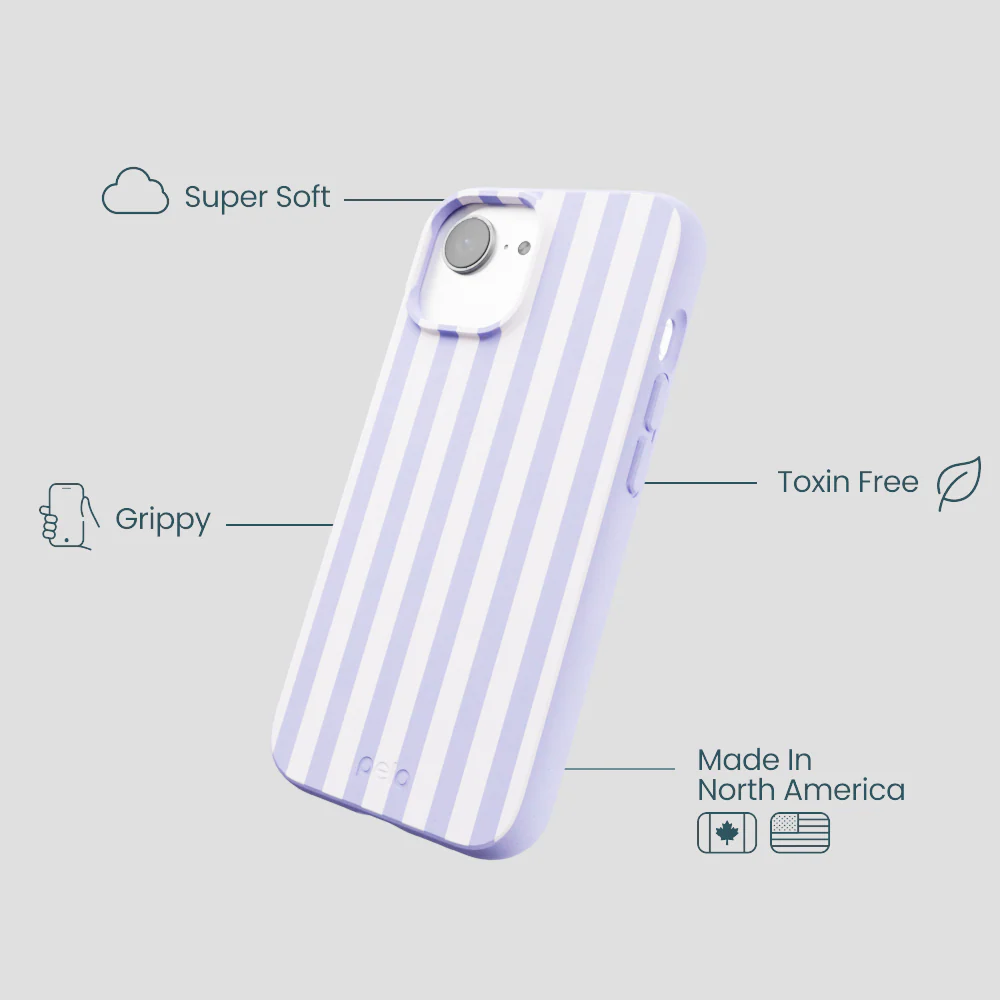 Lavender Lilac Stripes iPhone 16e/17e Case - Image 4