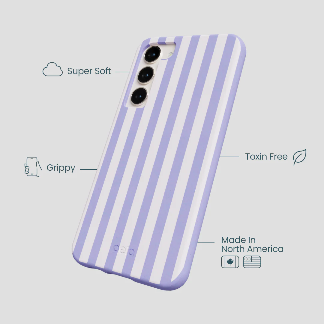 Lavender Lilac Stripes Samsung Galaxy S23+(Plus) Case - Image 4