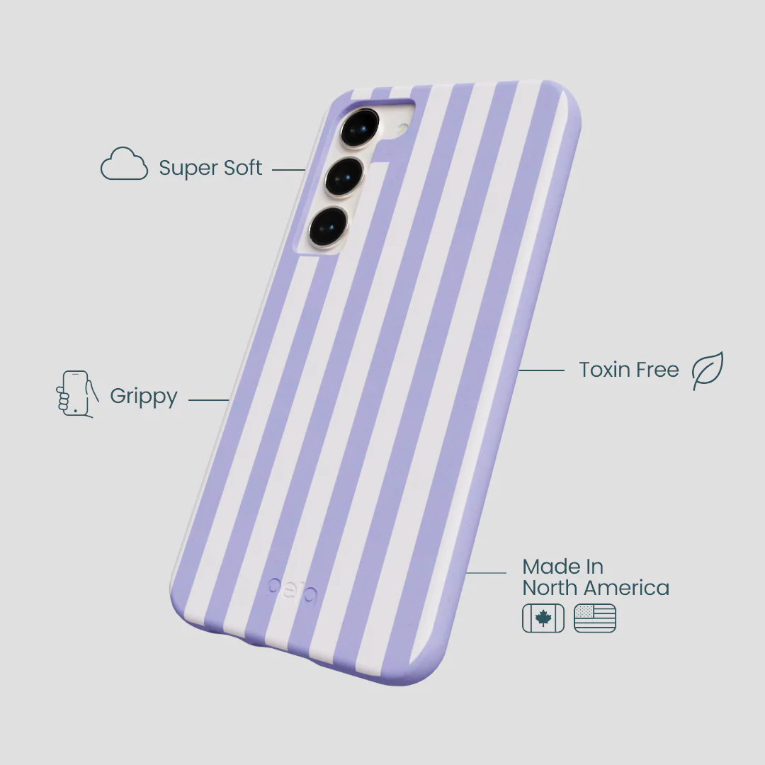 Lavender Lilac Stripes Samsung Galaxy S24+(Plus) Case - Image 4