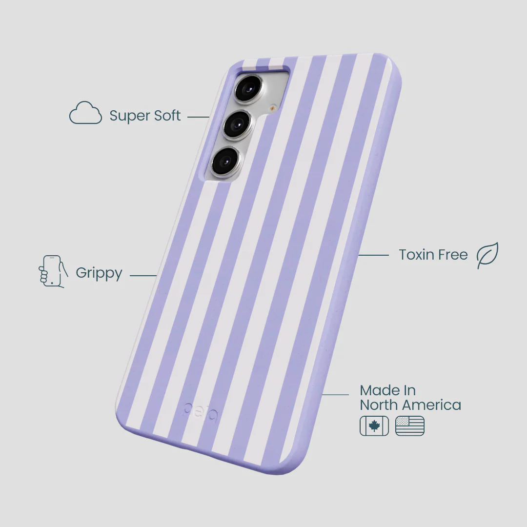 Lavender Lilac Stripes Samsung Galaxy S25+(Plus) Case - Image 4