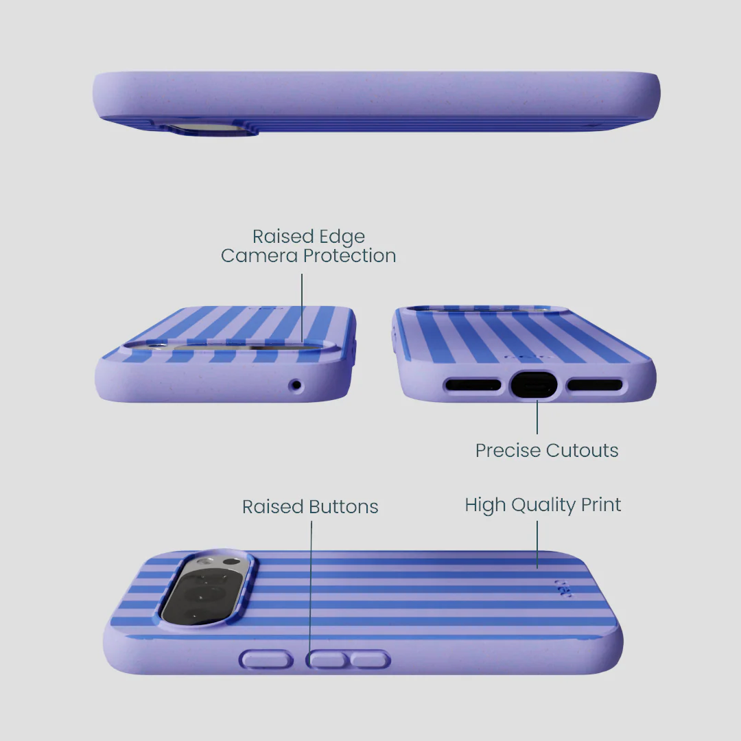 Lavender Periwinkle Stripes Google Pixel 10/10 Pro Case - Image 2