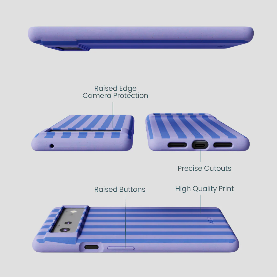 Lavender Periwinkle Stripes Google Pixel 6a Case - Image 2