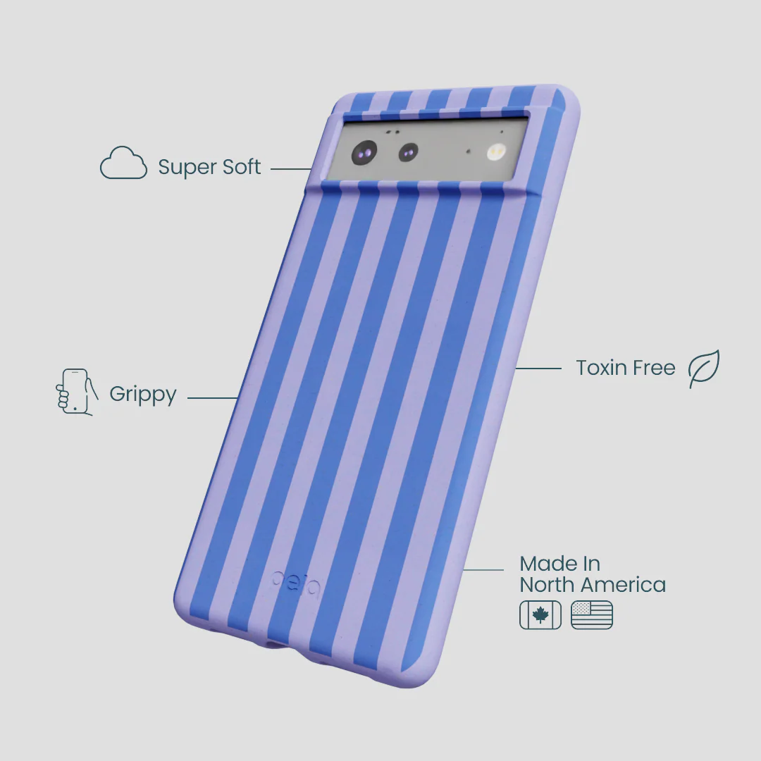 Lavender Periwinkle Stripes Google Pixel 6a Case - Image 3