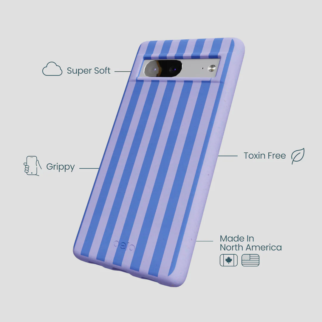 Lavender Periwinkle Stripes Google Pixel 7 Case - Image 3