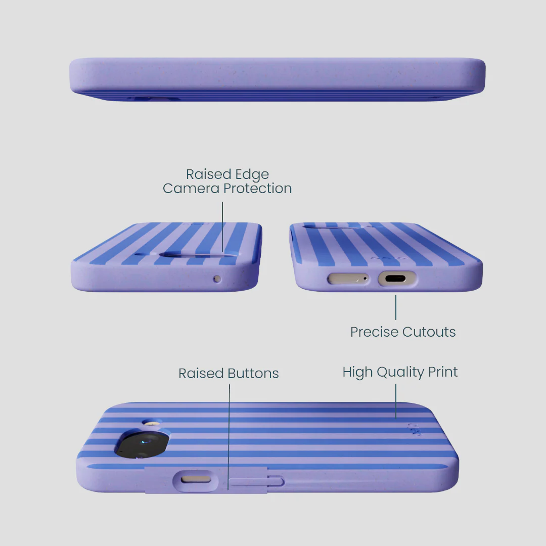Lavender Periwinkle Stripes Google Pixel 9a Case - Image 2