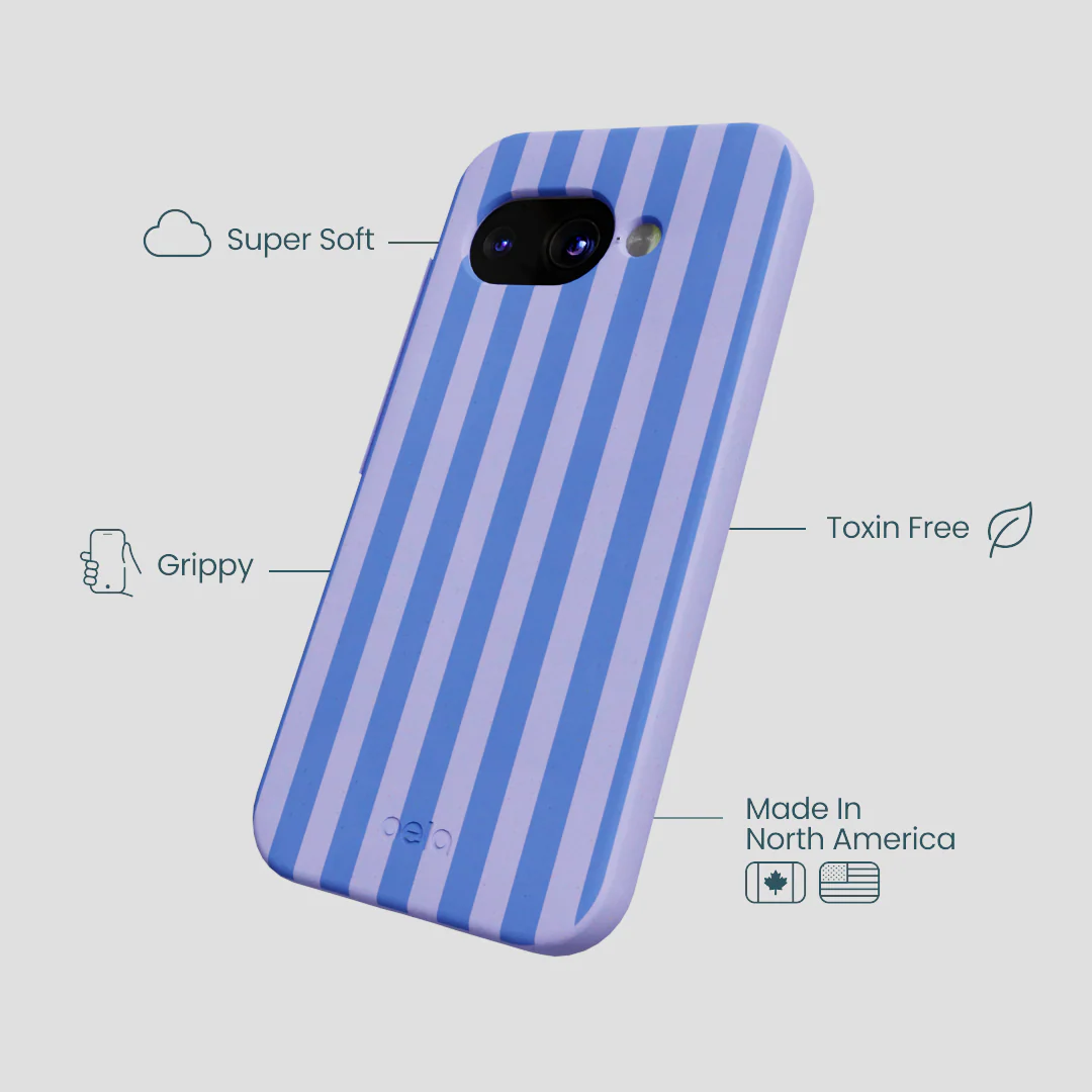 Lavender Periwinkle Stripes Google Pixel 9a Case - Image 3