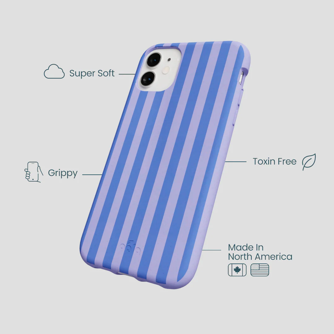 Lavender Periwinkle Stripes iPhone 11 Case - Image 3