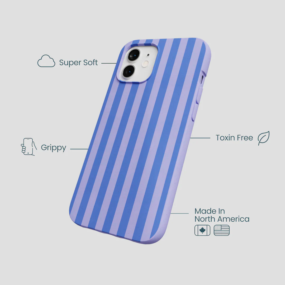 Lavender Periwinkle Stripes iPhone 12/ iPhone 12 Pro Case - Image 3