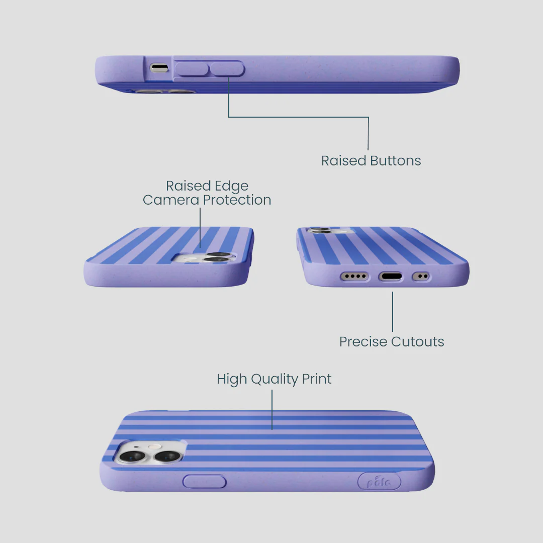 Lavender Periwinkle Stripes iPhone 12 Mini Case - Image 2
