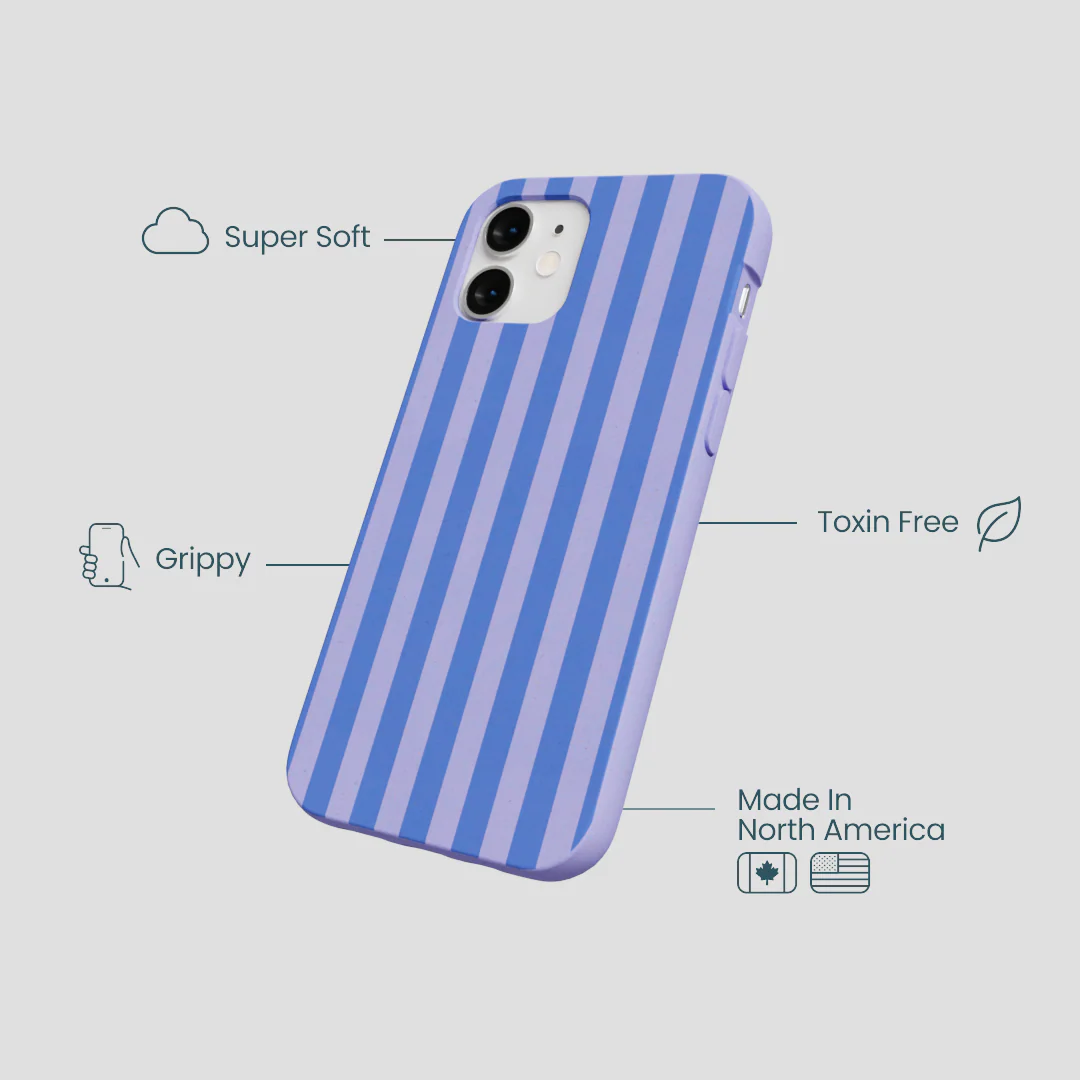 Lavender Periwinkle Stripes iPhone 12 Mini Case - Image 3