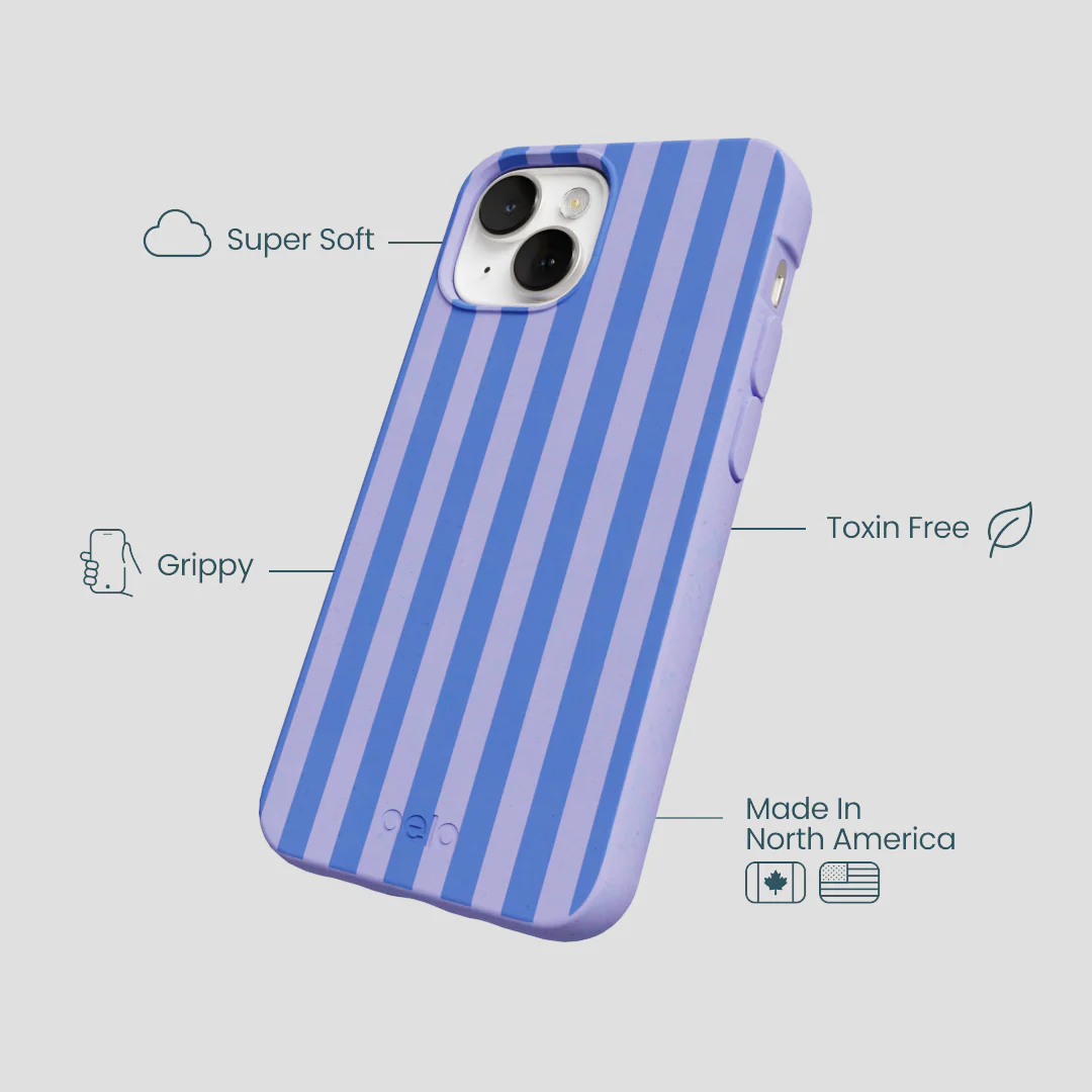 Lavender Periwinkle Stripes iPhone 13 Case - Image 3