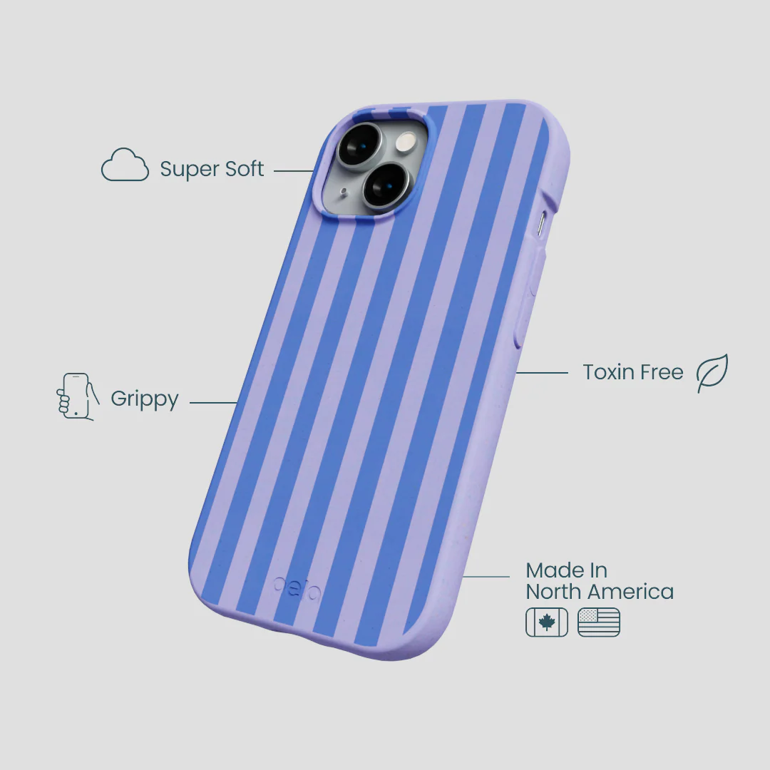 Lavender Periwinkle Stripes iPhone 15 Case - Image 3