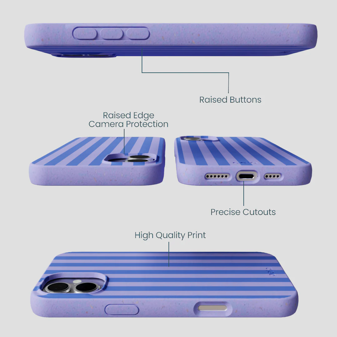 Lavender Periwinkle Stripes iPhone 16 Plus Case - Image 2