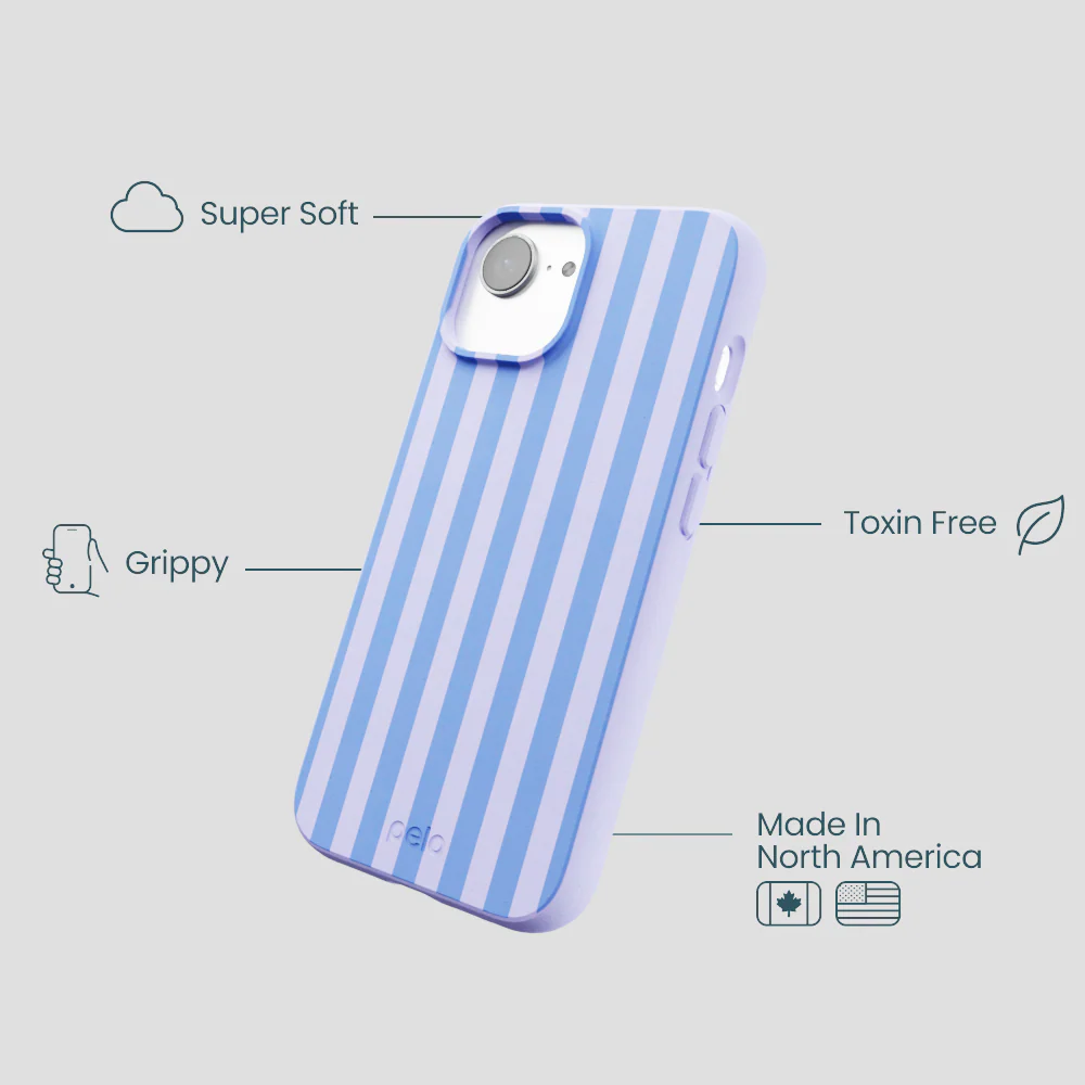 Lavender Periwinkle Stripes iPhone 16e/17e Case - Image 3