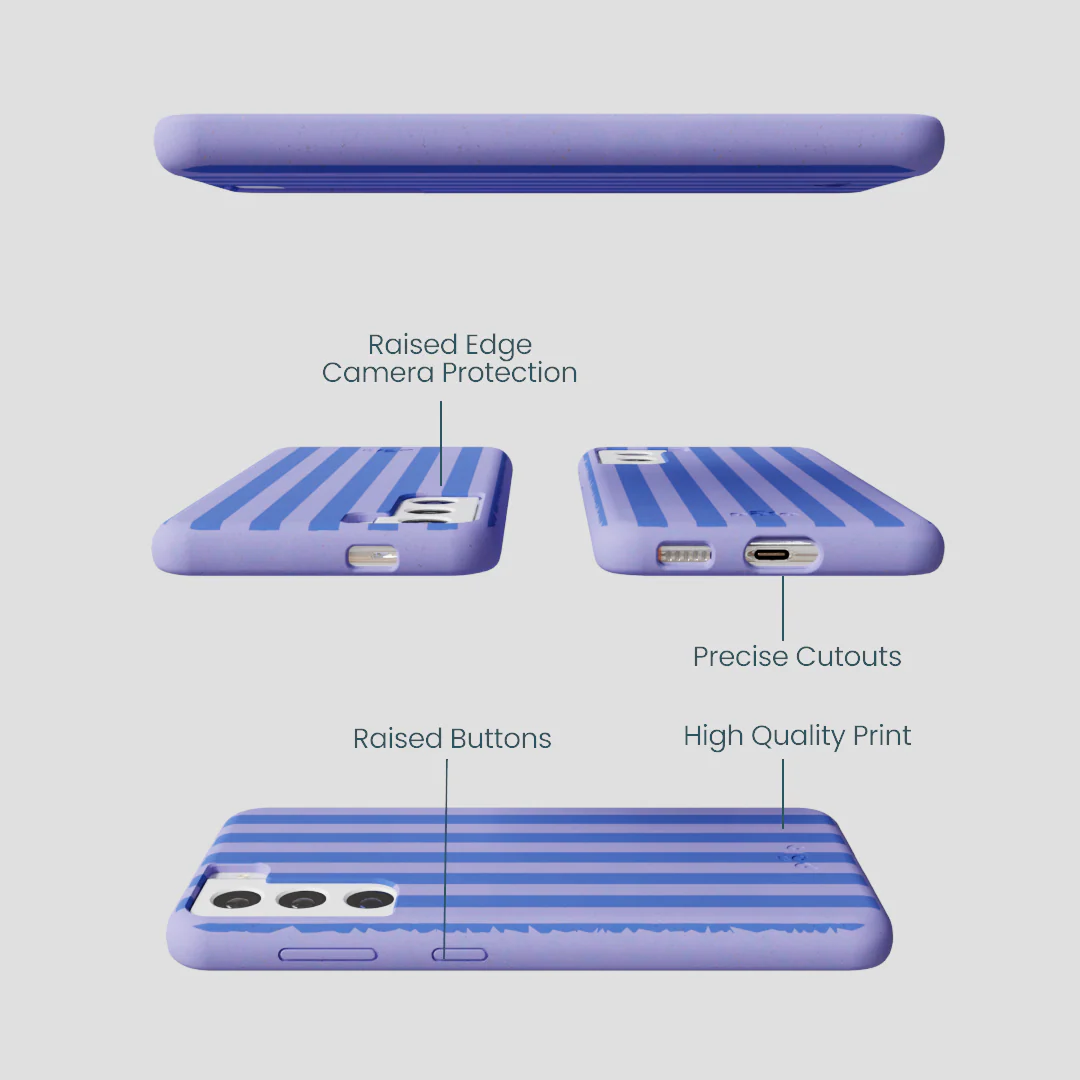 Lavender Periwinkle Stripes Samsung Galaxy S21 Case - Image 2