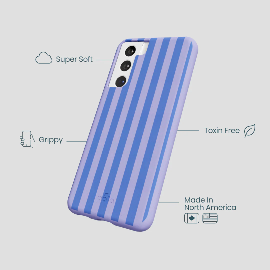 Lavender Periwinkle Stripes Samsung Galaxy S21 Case - Image 3