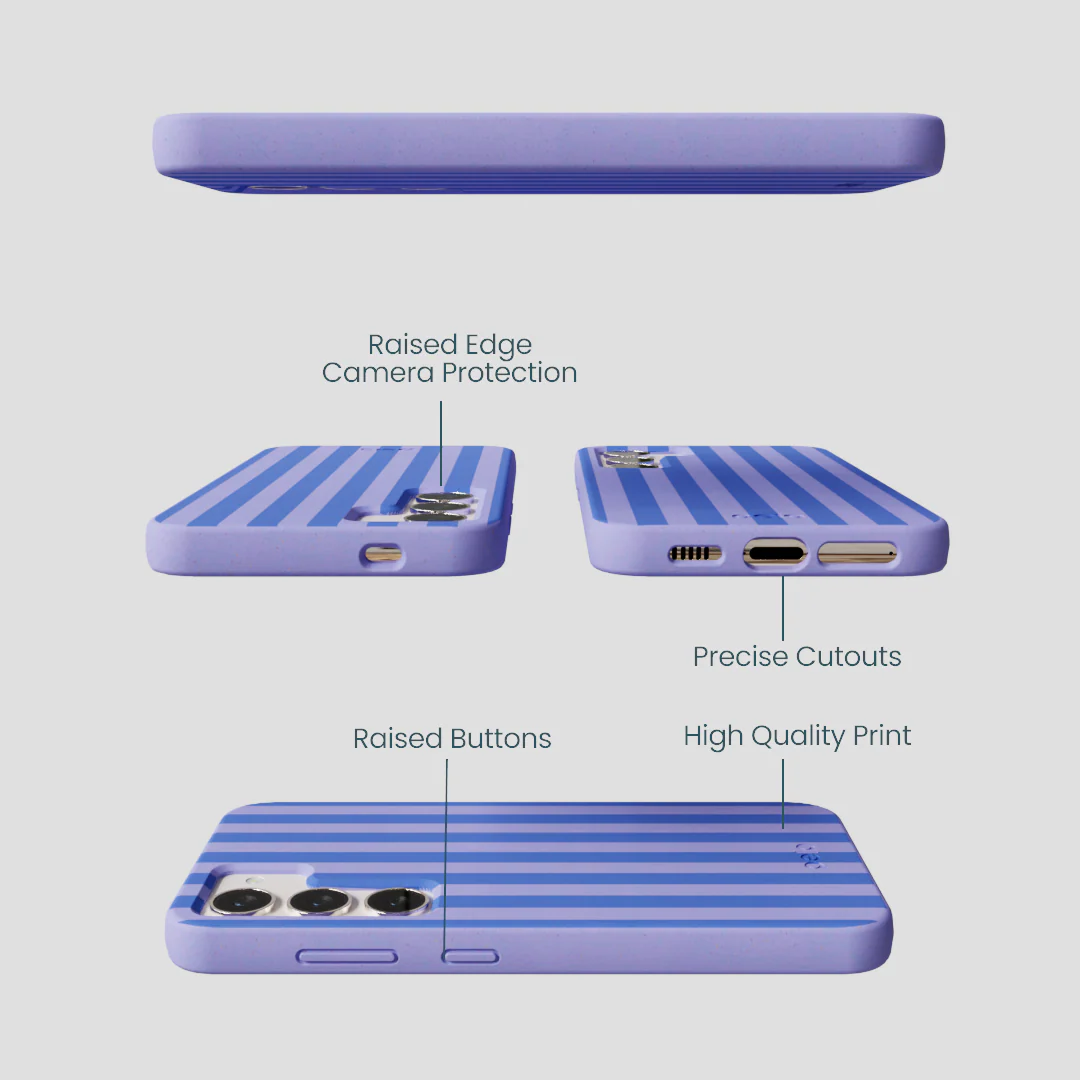 Lavender Periwinkle Stripes Samsung Galaxy S24 Case - Image 2