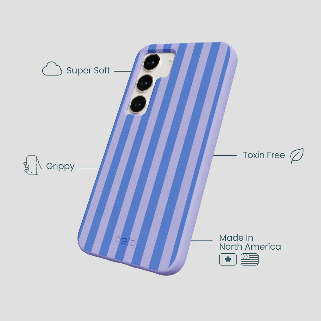 Lavender Periwinkle Stripes Samsung Galaxy S24 Case - Image 3