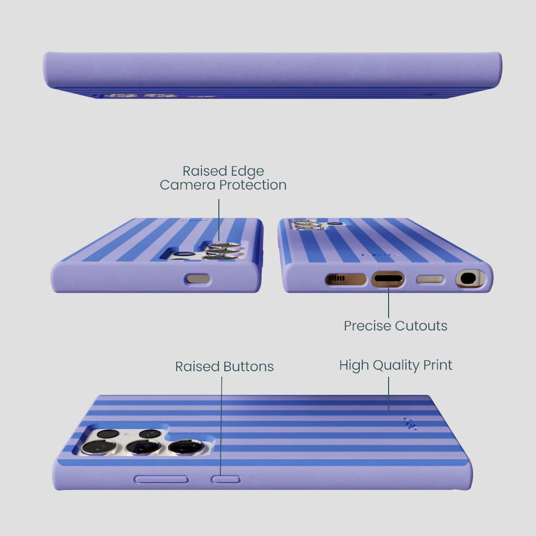 Lavender Periwinkle Stripes Samsung Galaxy S24 Ultra Case - Image 2