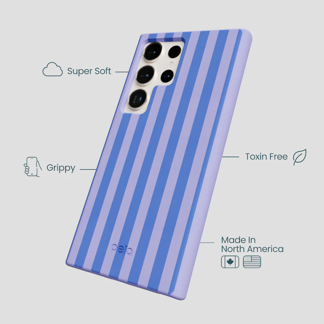 Lavender Periwinkle Stripes Samsung Galaxy S24 Ultra Case - Image 3