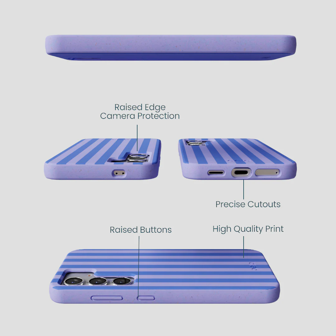 Lavender Periwinkle Stripes Samsung Galaxy S25 Case - Image 2