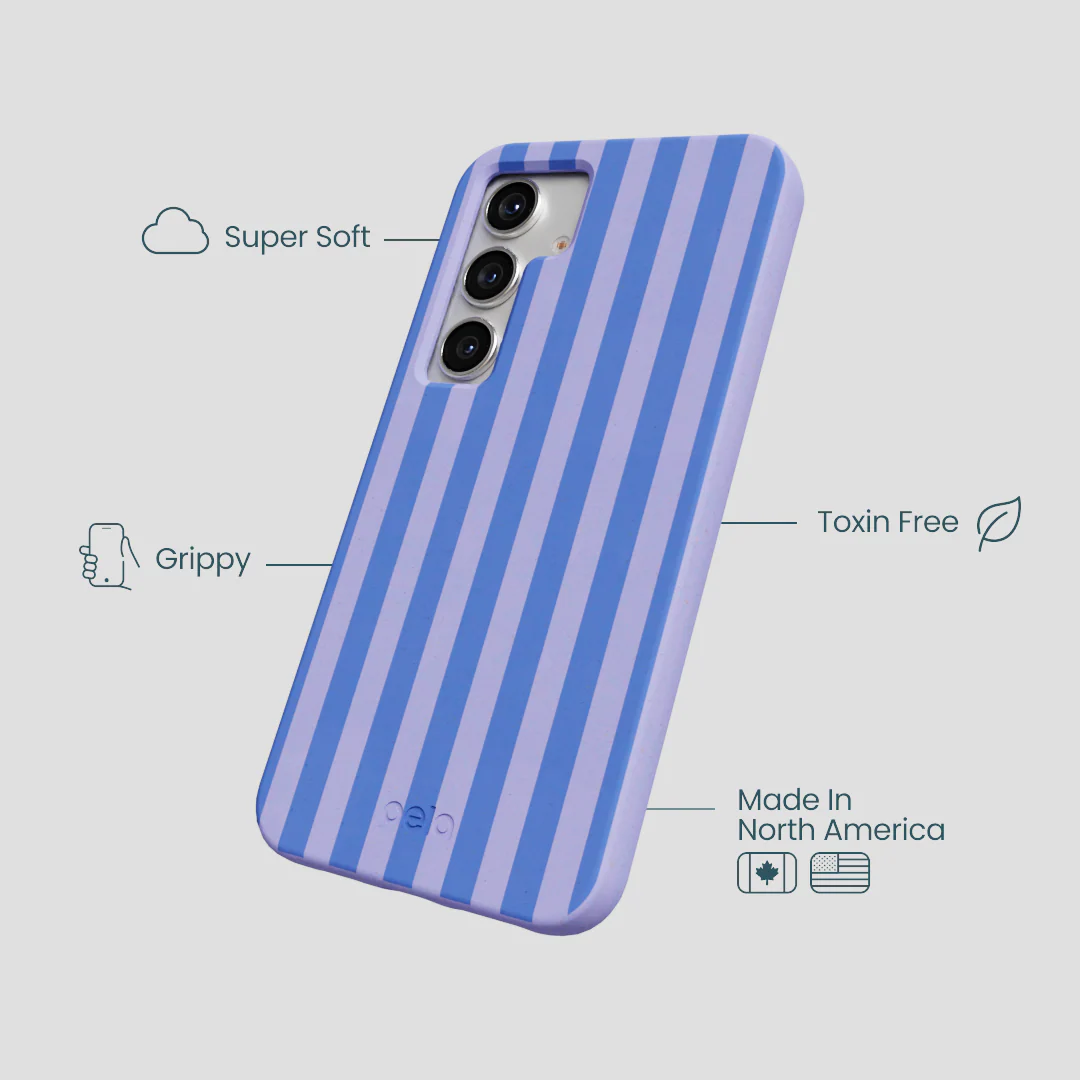 Lavender Periwinkle Stripes Samsung Galaxy S25 Case - Image 3