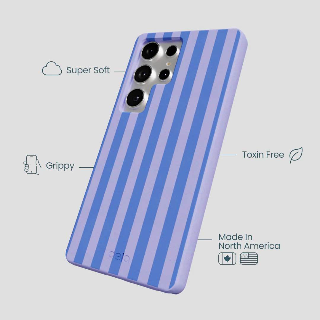 Lavender Periwinkle Stripes Samsung Galaxy S25 Ultra Case - Image 3