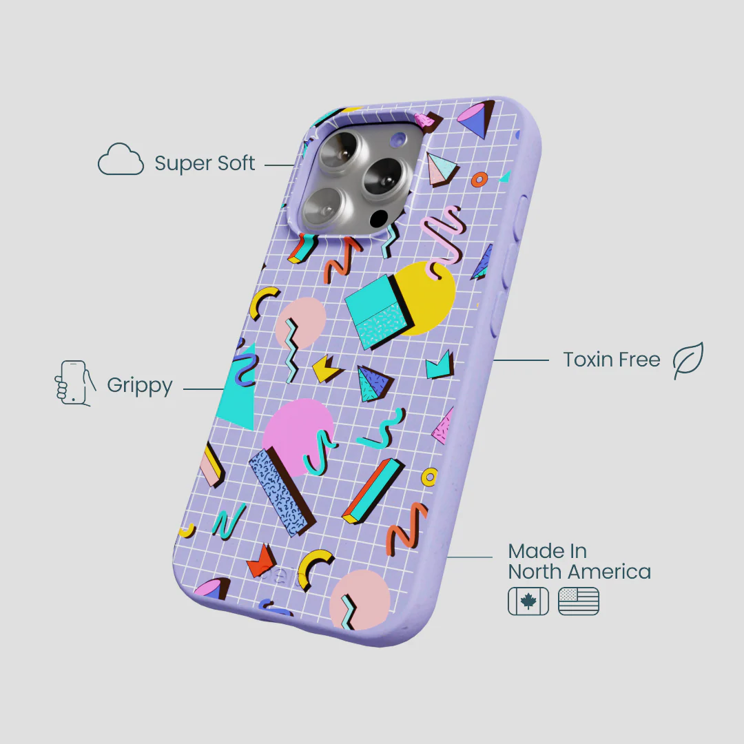 Lavender Retro Grid iPhone 16 Pro Case - Image 4